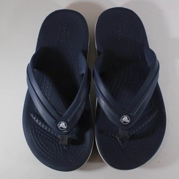 CROCS Boys Girls Juniors Navy Blue Flip Flop Slip On Slide Flop Sandals Size 2 - Picture 6 of 9